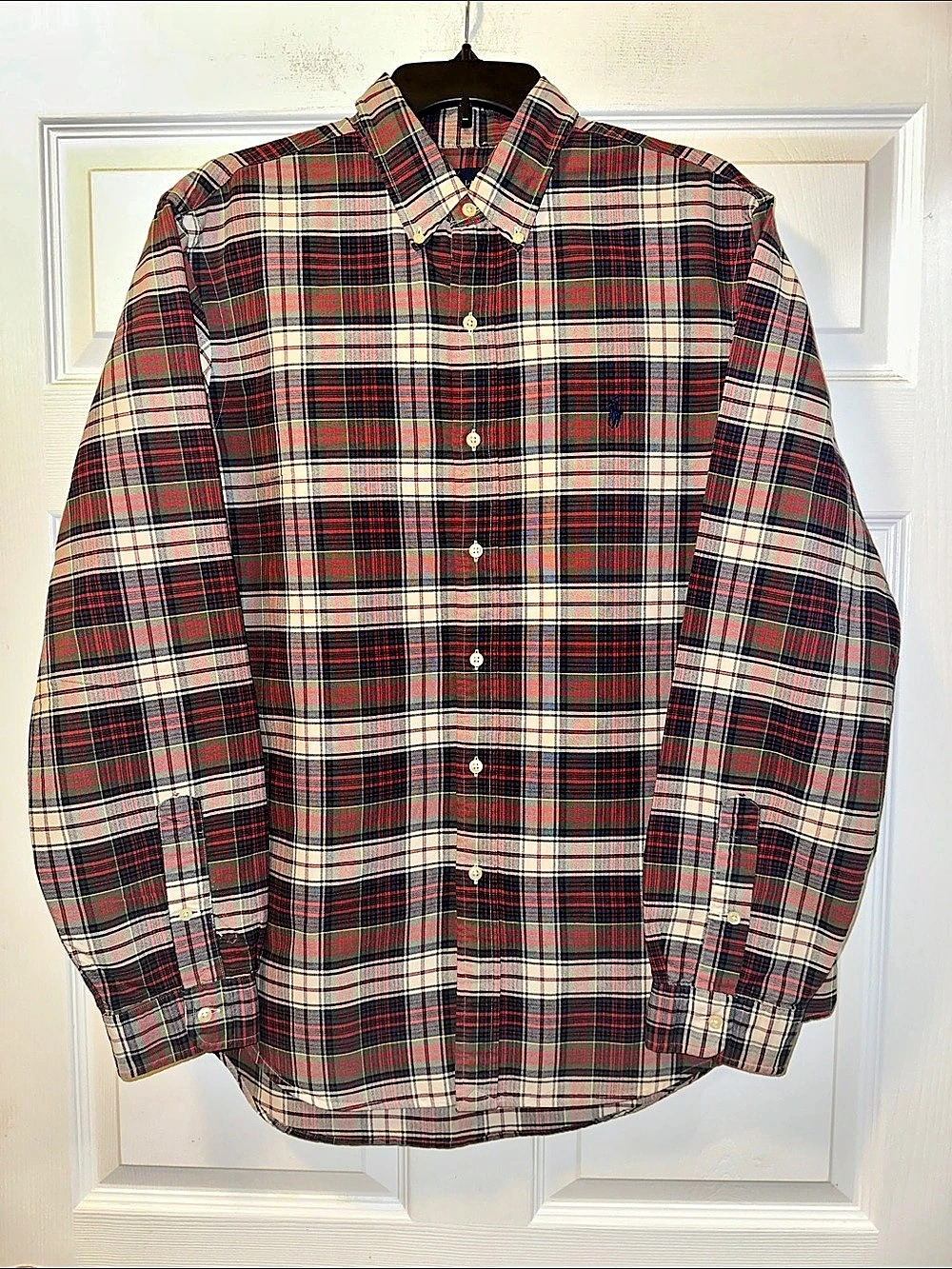 Men's Ralph Lauren Polo Plaid Long Sleeve Cotton Button-Down Shirt - Size Large